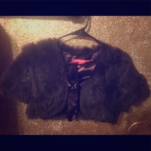 Ladies 100% Rabbit Fur Crop Shrug Bolero Wrap